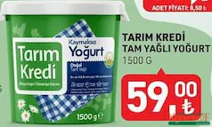 TARIM KREDİ TAM YAĞLI YOĞURT 1500 G fiyat ve kampanya bilgisi
